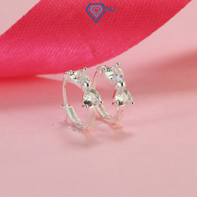 Khuyên tai bạc nữ tròn đính đá chốt bấm TNJ JEWELRY, Bông tai bạc 925 hình nơ xinh xắn cá tính BTN0196 - Trang Sức TNJ