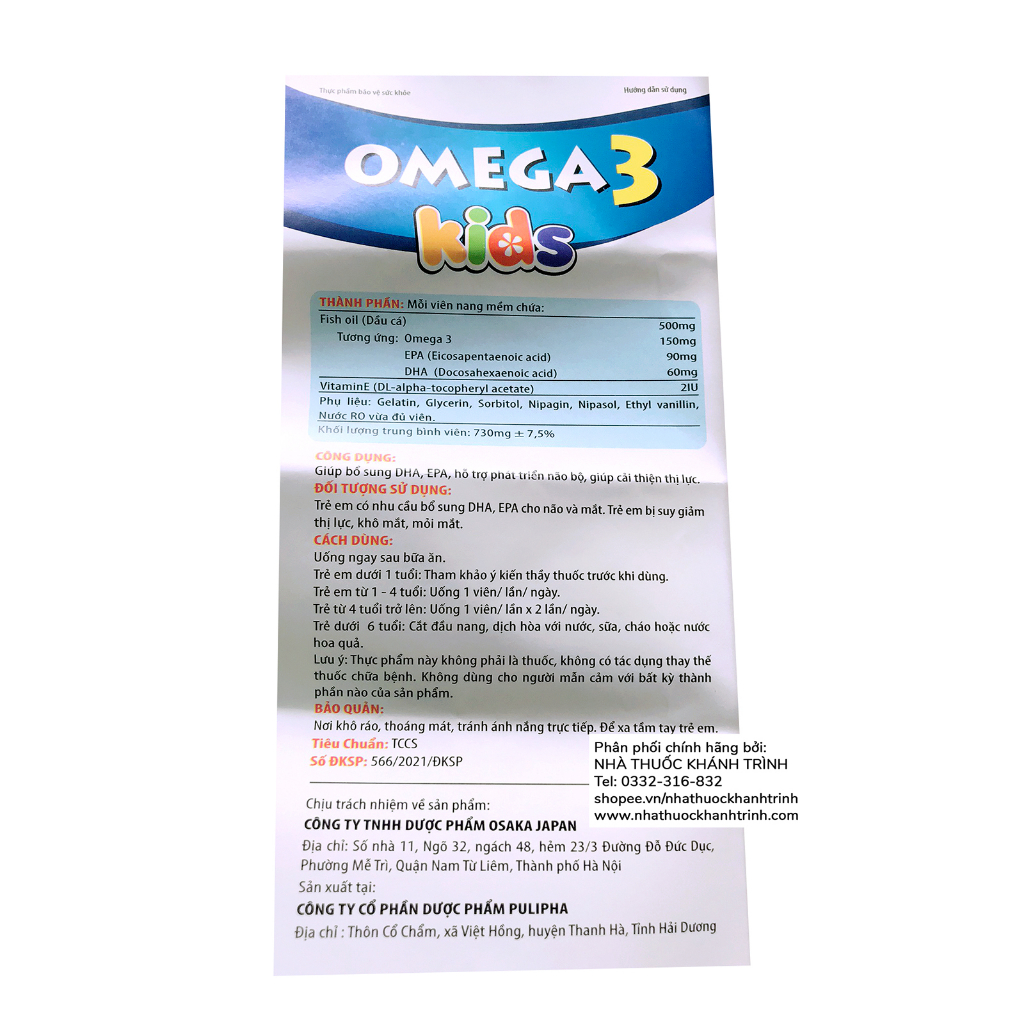 Viên dầu cá trẻ em Omega 3 Kids hộp 60 viên nang