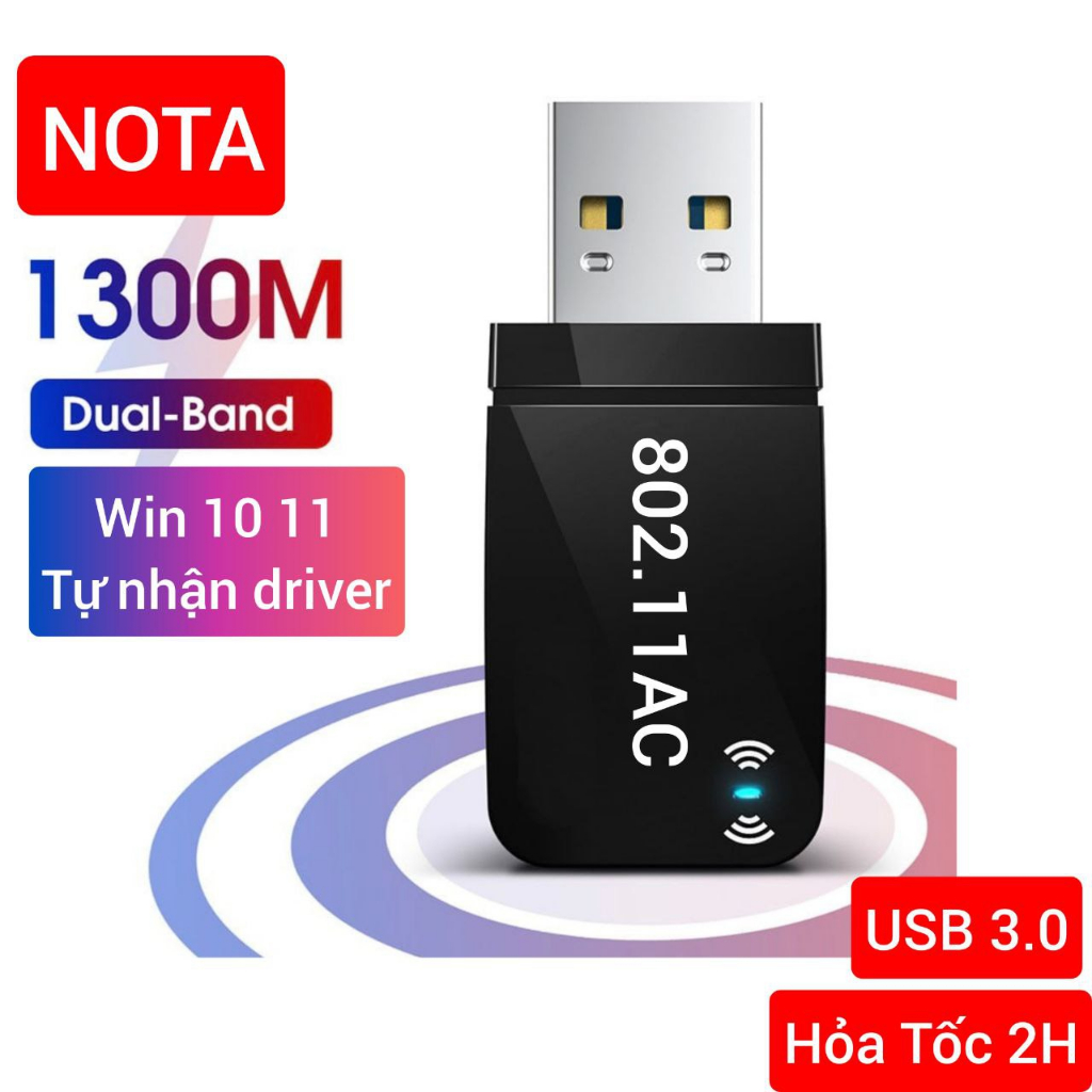 Nâng cấp WiFi 5G dễ dàng với USB 3.0 WIFI siêu tốc 1300Mbps bắt 5GHz cho máy bàn PC laptop