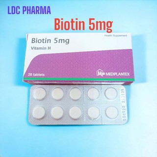 Viên uống biotin 5mg, kích thích mọc tóc, giảm rụng tóc, sạm da, giúp đẹp da