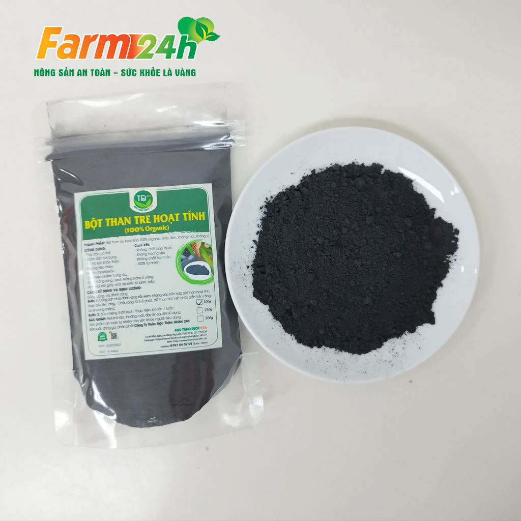 Bột than tre hoạt tính 100% organic, giúp răng trắng sáng, sạch mảng bám ố vàng, tạo màu thực phẩm tự nhiên