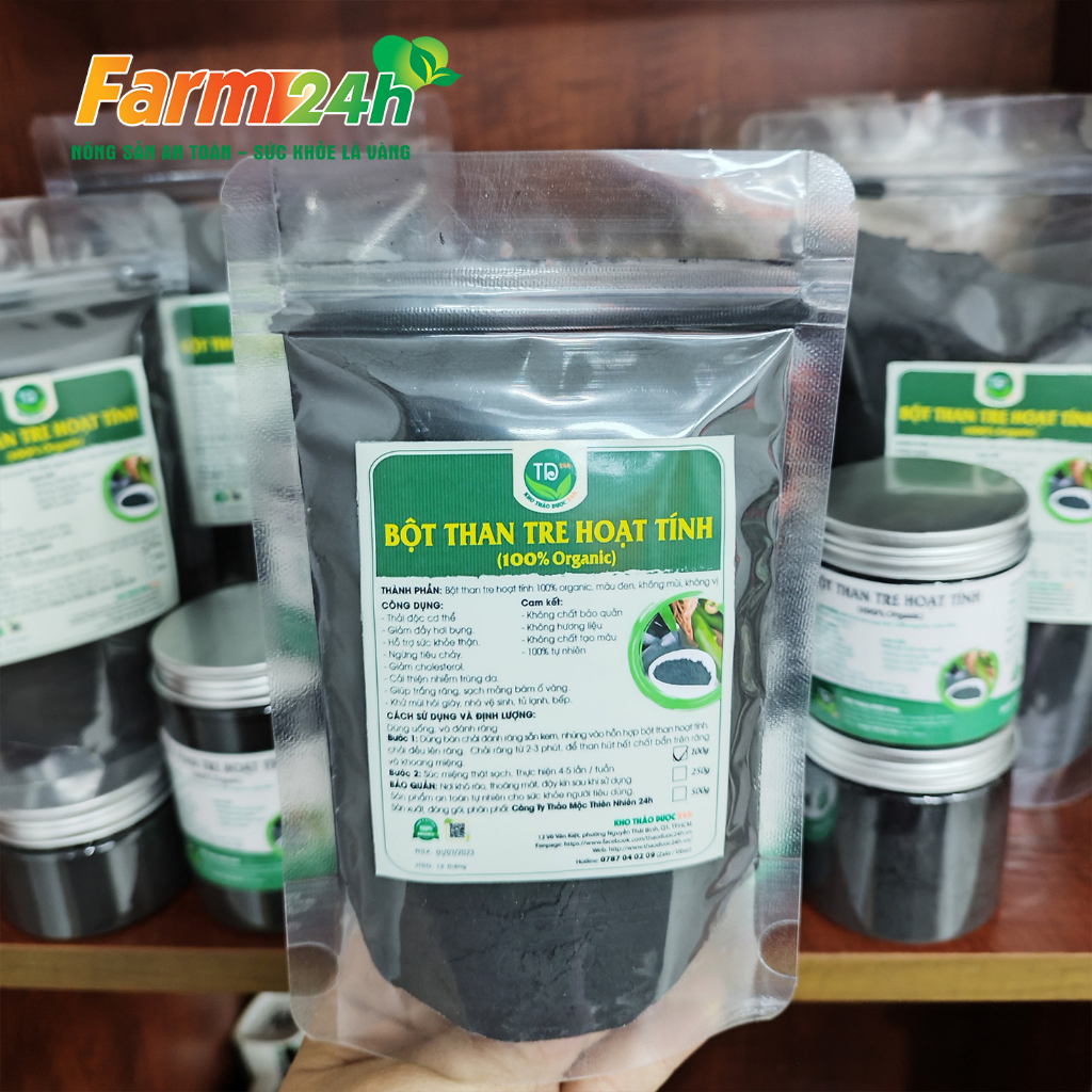 Bột than tre hoạt tính 100% organic, giúp răng trắng sáng, sạch mảng bám ố vàng, tạo màu thực phẩm tự nhiên