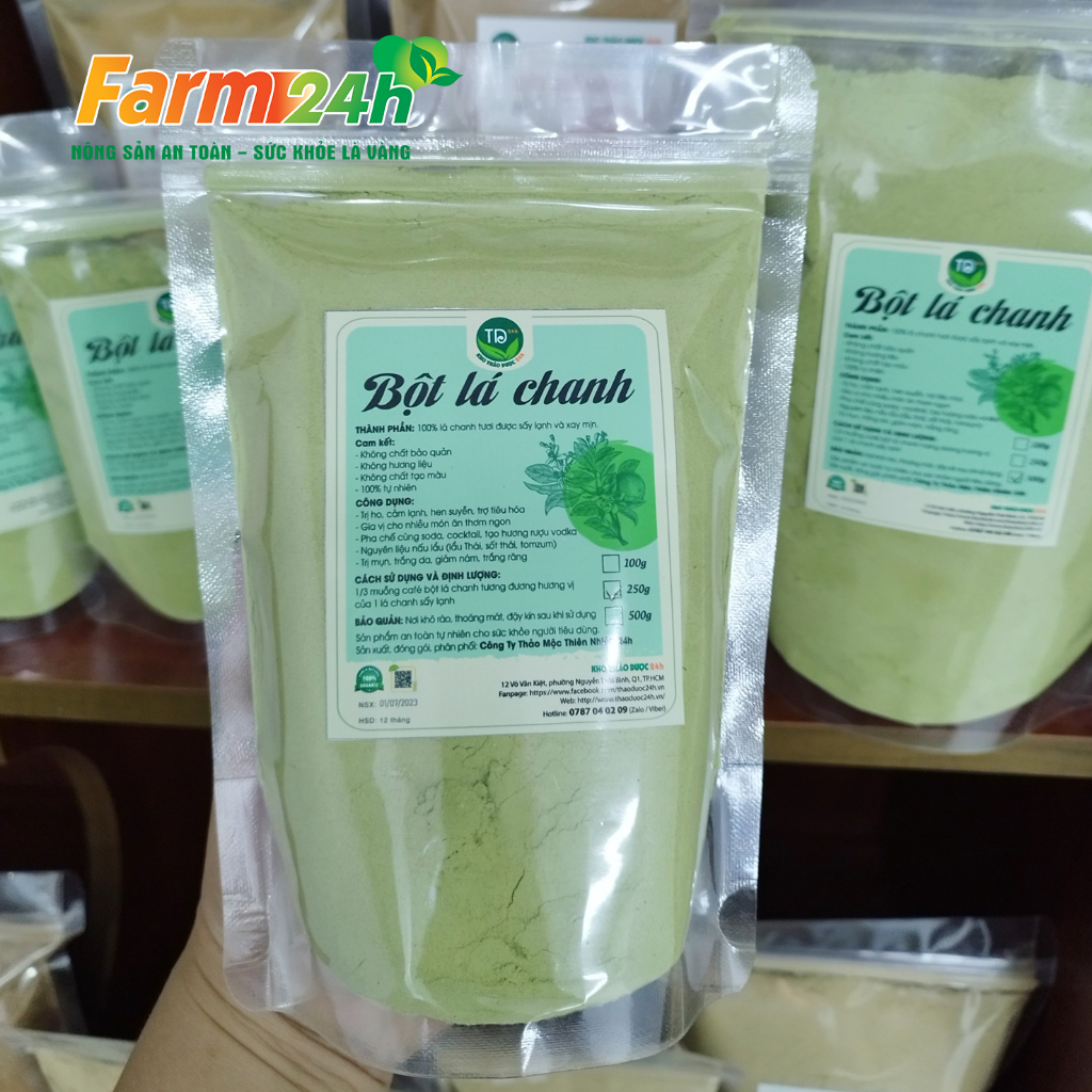 Bột lá chanh sấy lạnh nguyên chất 100%, gia vị thơm ngon, dùng pha chế, nấu lẩu, trắng da, giảm ná.m, trắng răng