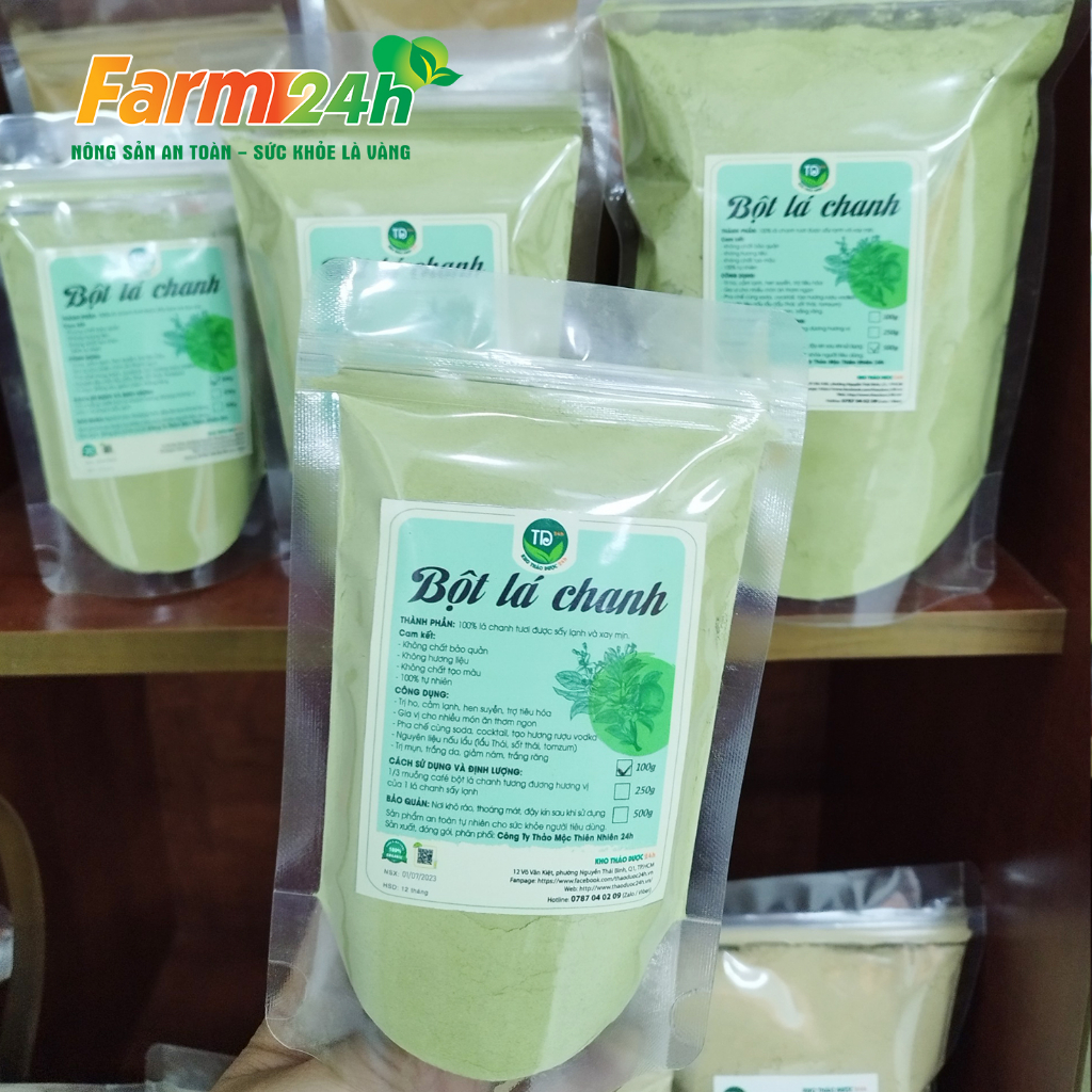 Bột lá chanh sấy lạnh nguyên chất 100%, gia vị thơm ngon, dùng pha chế, nấu lẩu, trắng da, giảm ná.m, trắng răng