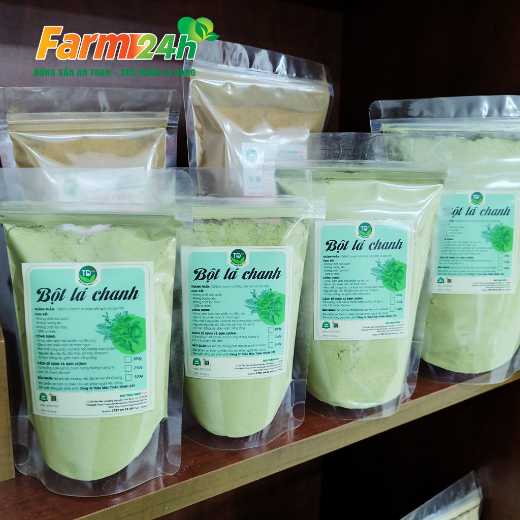 Bột lá chanh sấy lạnh nguyên chất 100%, gia vị thơm ngon, dùng pha chế, nấu lẩu, trắng da, giảm ná.m, trắng răng