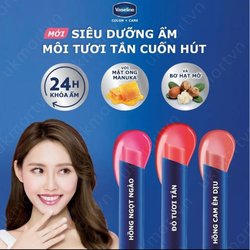 Son dưỡng môi có màu Vaseline Colour+Care 3g