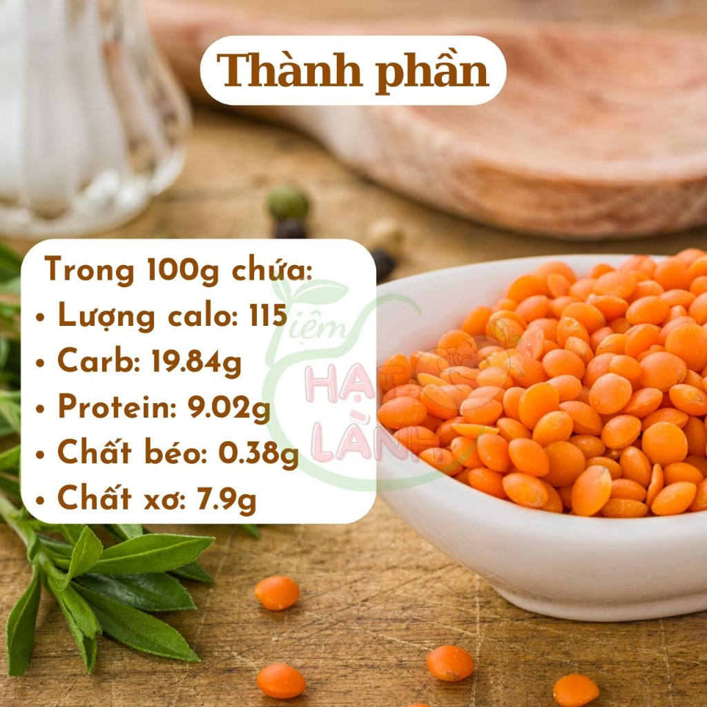 Đậu lăng đỏ hữu cơ tách vỏ nguyên hạt túi 100g, 200g, 500g - Tiệm Hạt Lành