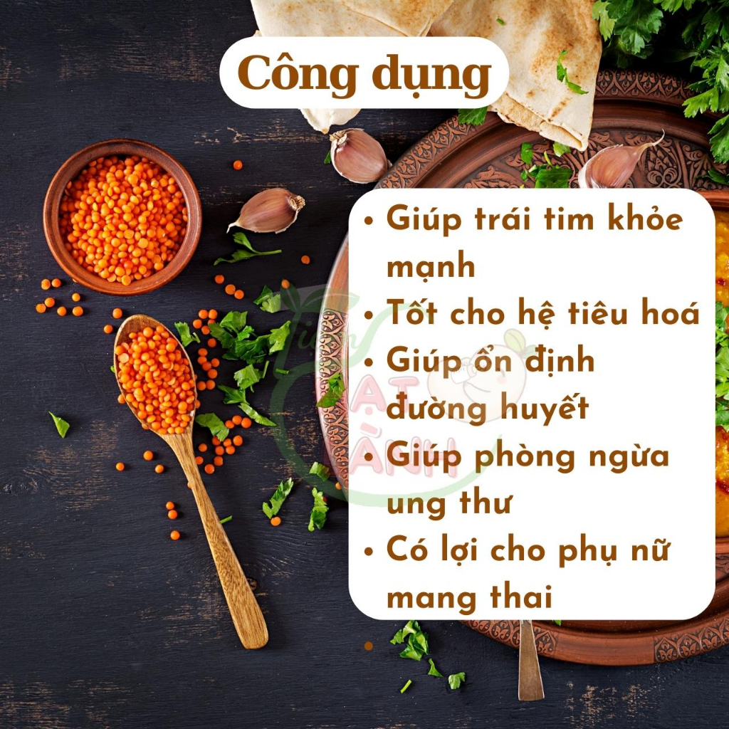 Đậu lăng đỏ hữu cơ tách vỏ nguyên hạt túi 100g, 200g, 500g - Tiệm Hạt Lành