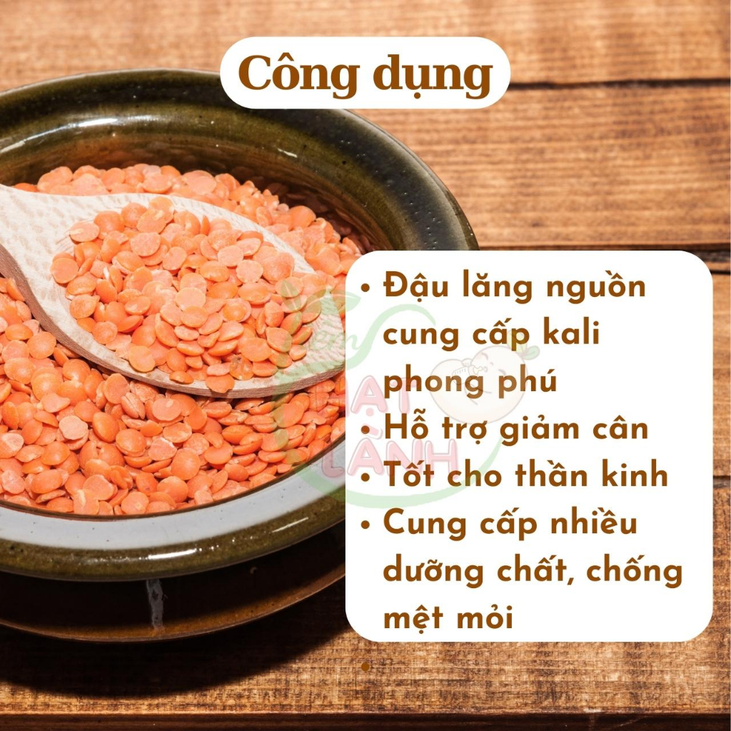 Đậu lăng đỏ hữu cơ tách vỏ nguyên hạt túi 100g, 200g, 500g - Tiệm Hạt Lành