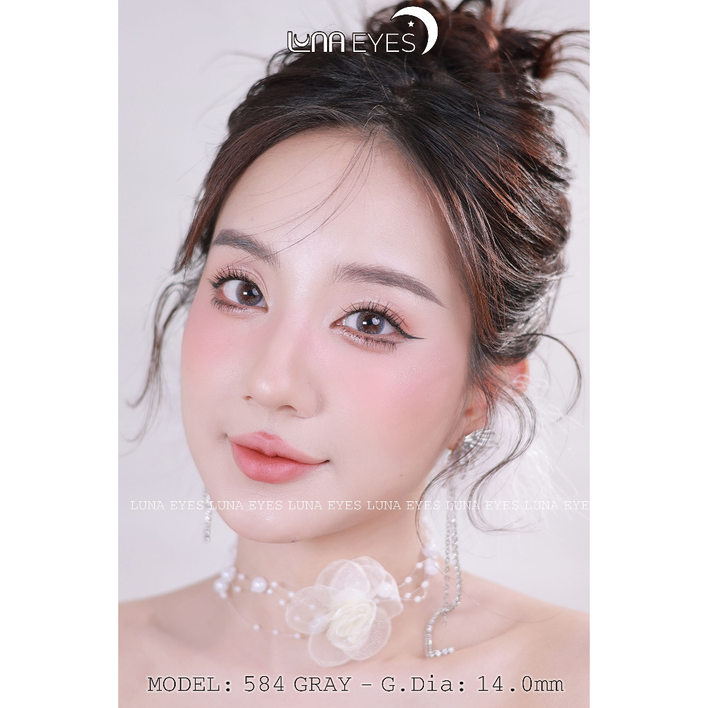 [1 year] Kính áp tròng LUNA EYES 584 GRAY - Lens size nhỏ