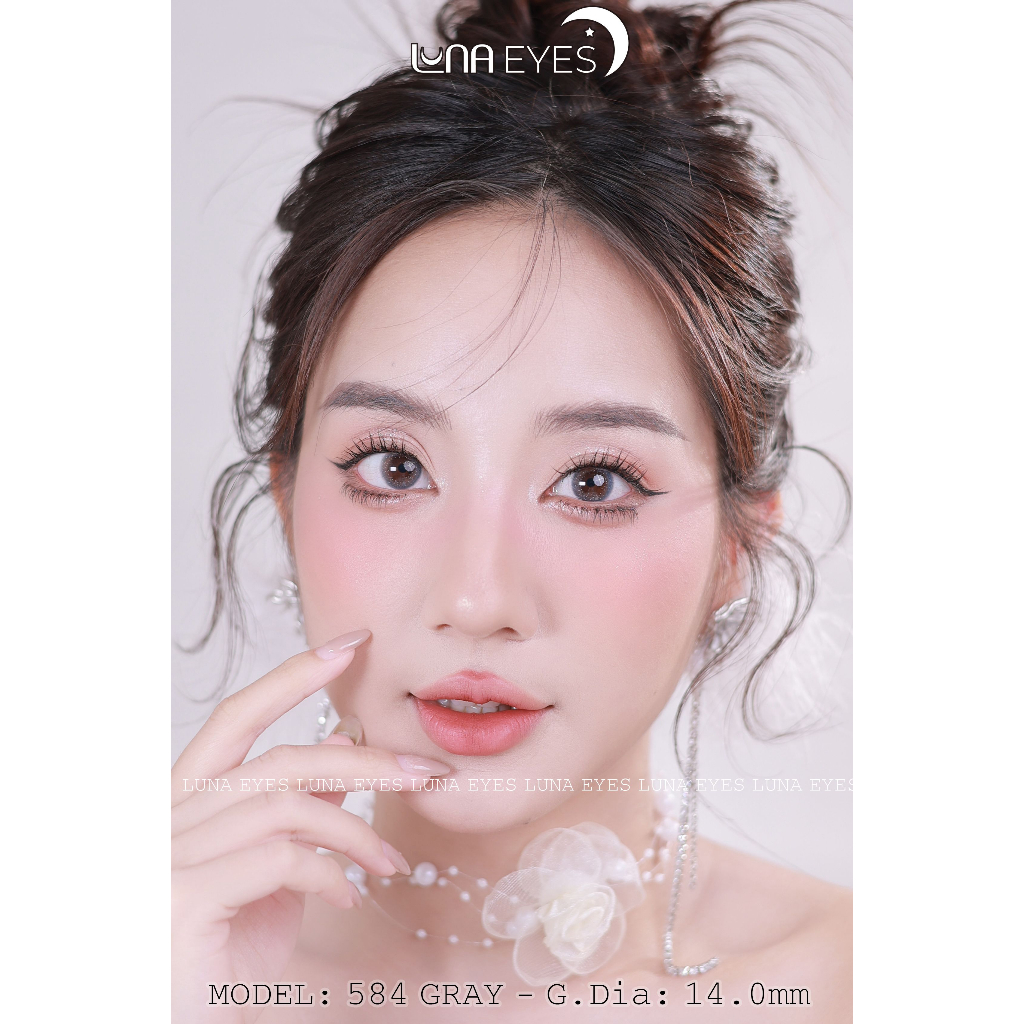 [1 year] Kính áp tròng LUNA EYES 584 GRAY - Lens size nhỏ