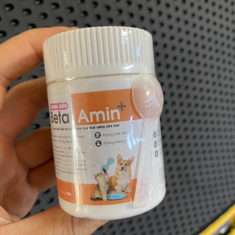 Bột Beta amin, tăng đề kháng, kích thích ăn uống, hỗ trợ hô hấp hũ 50gr cho mèo
