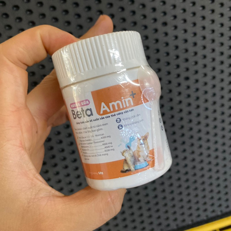 Bột Beta amin, tăng đề kháng, kích thích ăn uống, hỗ trợ hô hấp hũ 50gr cho mèo