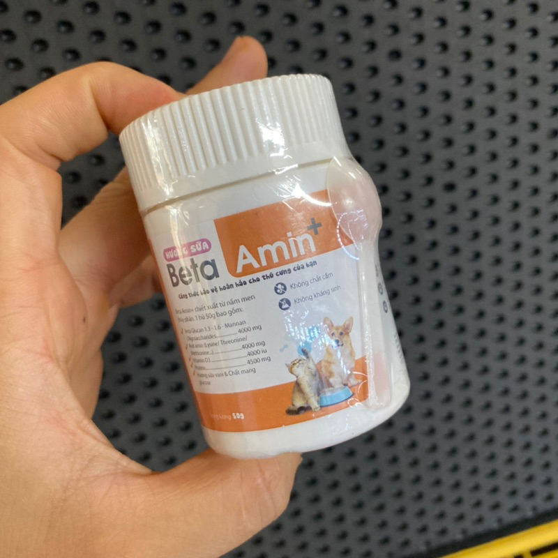 Bột Beta amin, tăng đề kháng, kích thích ăn uống, hỗ trợ hô hấp hũ 50gr cho mèo