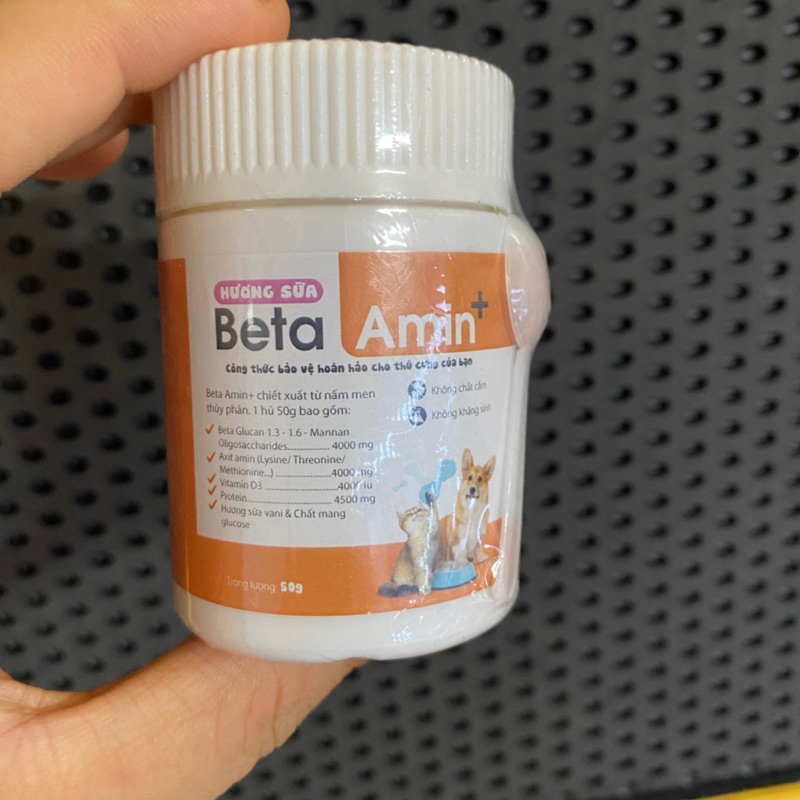 Bột Beta amin, tăng đề kháng, kích thích ăn uống, hỗ trợ hô hấp hũ 50gr cho mèo