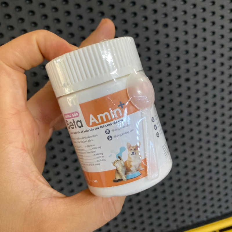 Bột Beta amin, tăng đề kháng, kích thích ăn uống, hỗ trợ hô hấp hũ 50gr cho mèo