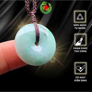 Mặt dây đồng điếu Ngọc phỉ thúy tự nhiên jadeite loại A vân xanh size nhỏ xinh -HR015