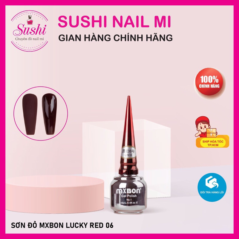 Sơn gel đỏ Mxbon Lucky 15ml  màu chuẩn đẹp - Sushi nail mi
