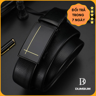 Thắt lưng dây nịt nam giá rẻ khóa tự động giản dị mặt đen kẻ sọc DUMBUM DT117