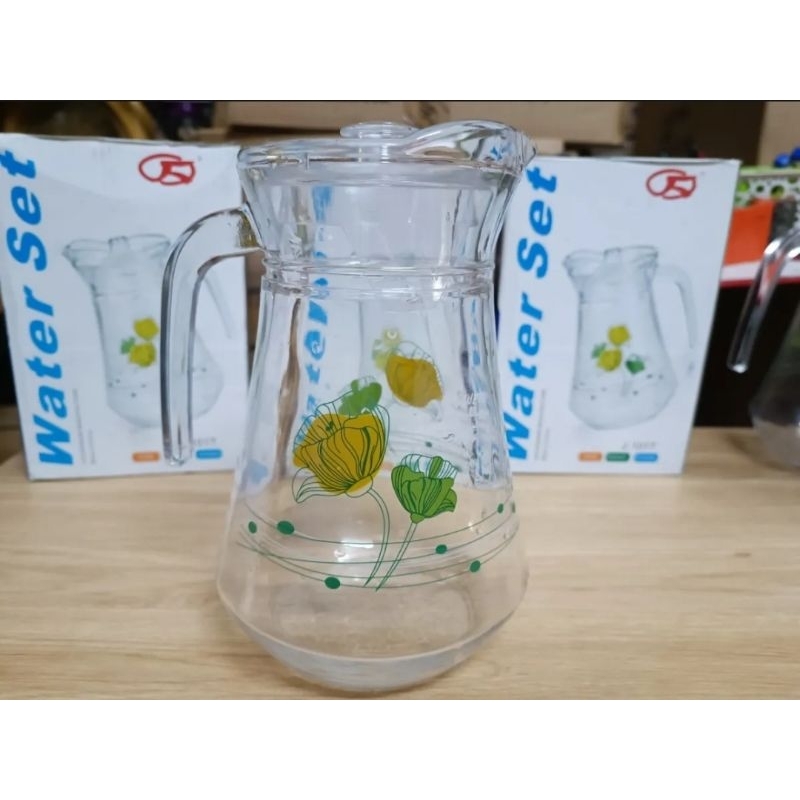 Bình thủy tinh đựng nước - Bình rót in hoa 1.3L