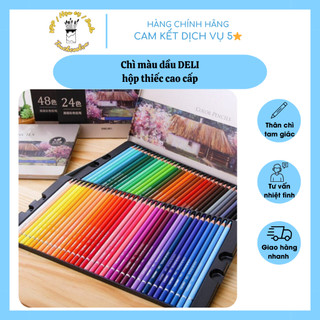 Màu chì Deli gốc dầu bộ chì tô màu khô vẽ tranh cao cấp hộp Thiếc 24/36/48/72 bút - B75