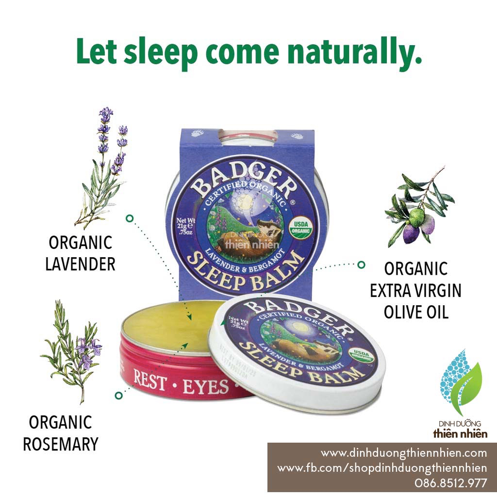 Sáp Bôi Hữu Cơ Giúp Ngủ Ngon Cho Trẻ Em & Người Lớn Badger Organic Sleep Balm