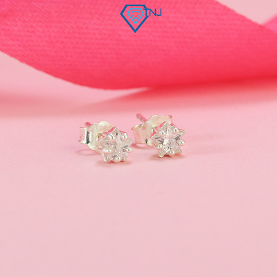 Khuyên tai bạc nữ đính đá chốt đẩy TNJ JEWELRY, Bông tai bạc 925 hình ngôi sao lấp lánh BTN0199 - Trang Sức TNJ