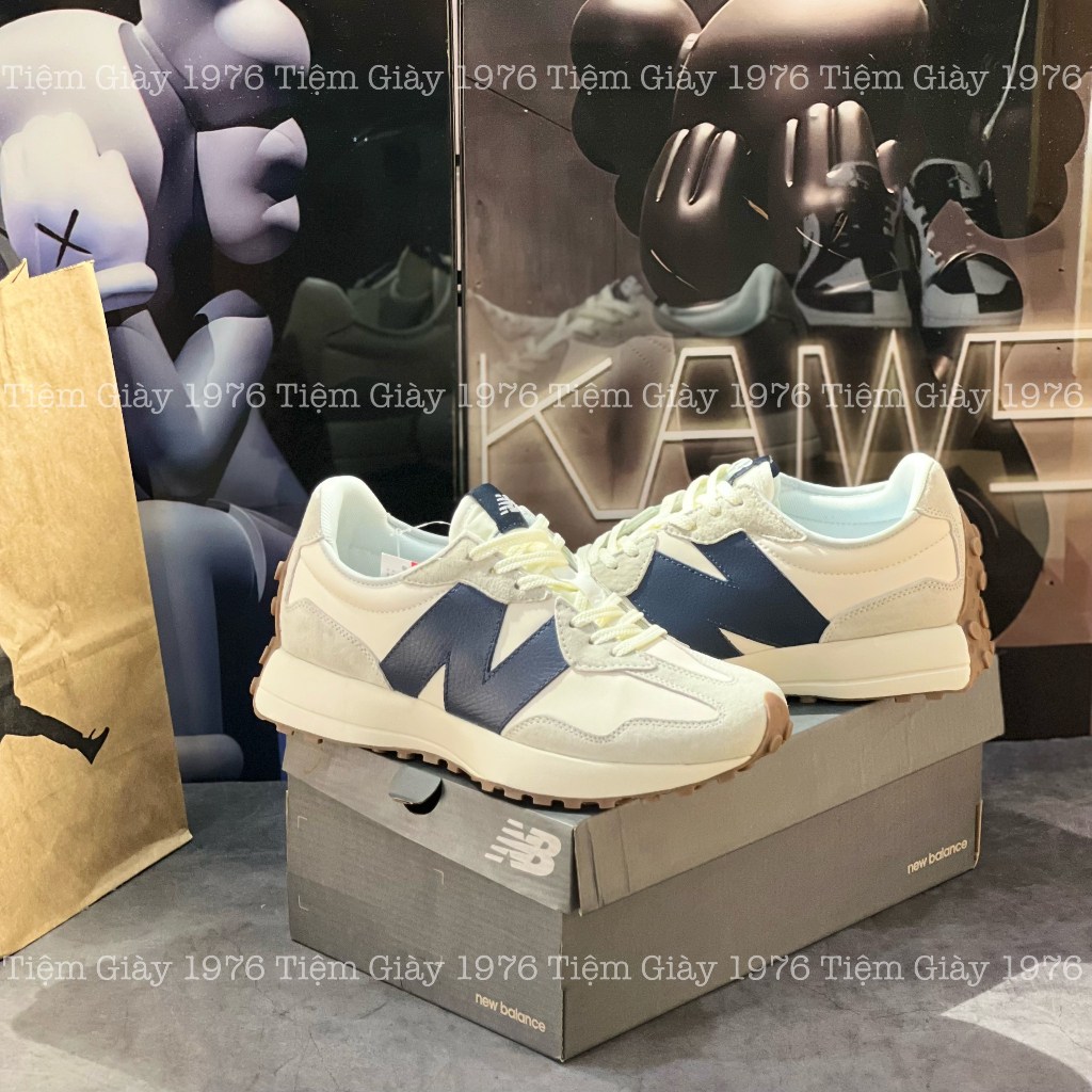 Giày Thể Thao New balance 327 Navy Giày NB Xám Chữ Navy Đế Cao Phong Cách Retro Nam&Nữ