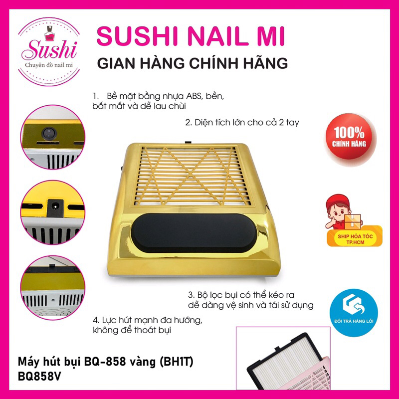 Máy Hút Bụi Nail BQ858-8, Máy Hút Bụi Móng Cao Cấp Công Suất Lớn 80W Chuyên Dụng Cho Ngành Nail – Sushi