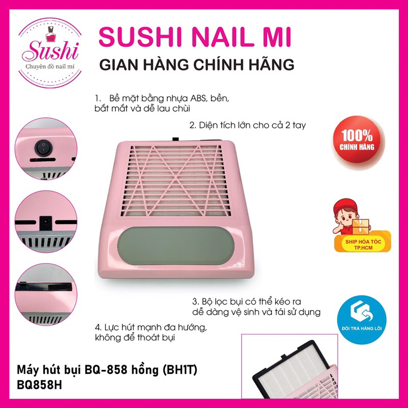 Máy Hút Bụi Nail BQ858-8, Máy Hút Bụi Móng Cao Cấp Công Suất Lớn 80W Chuyên Dụng Cho Ngành Nail – Sushi
