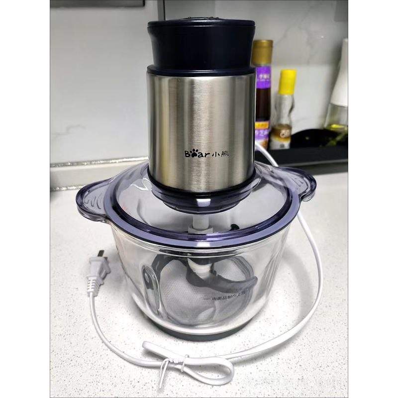 Máy xay đa năng BEAR mã QSJ_E03A9 đầu inox màu xanh công suất 300W lưỡi thép sắc bén không gỉ bảo hành 12 tháng