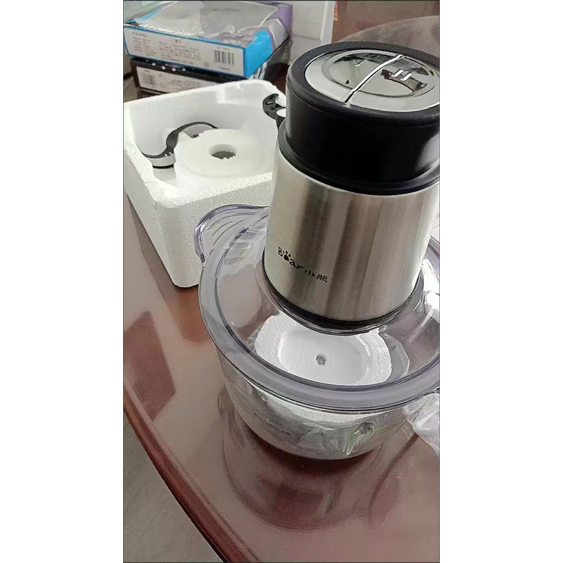 Máy xay đa năng BEAR mã QSJ_E03A9 đầu inox màu xanh công suất 300W lưỡi thép sắc bén không gỉ bảo hành 12 tháng