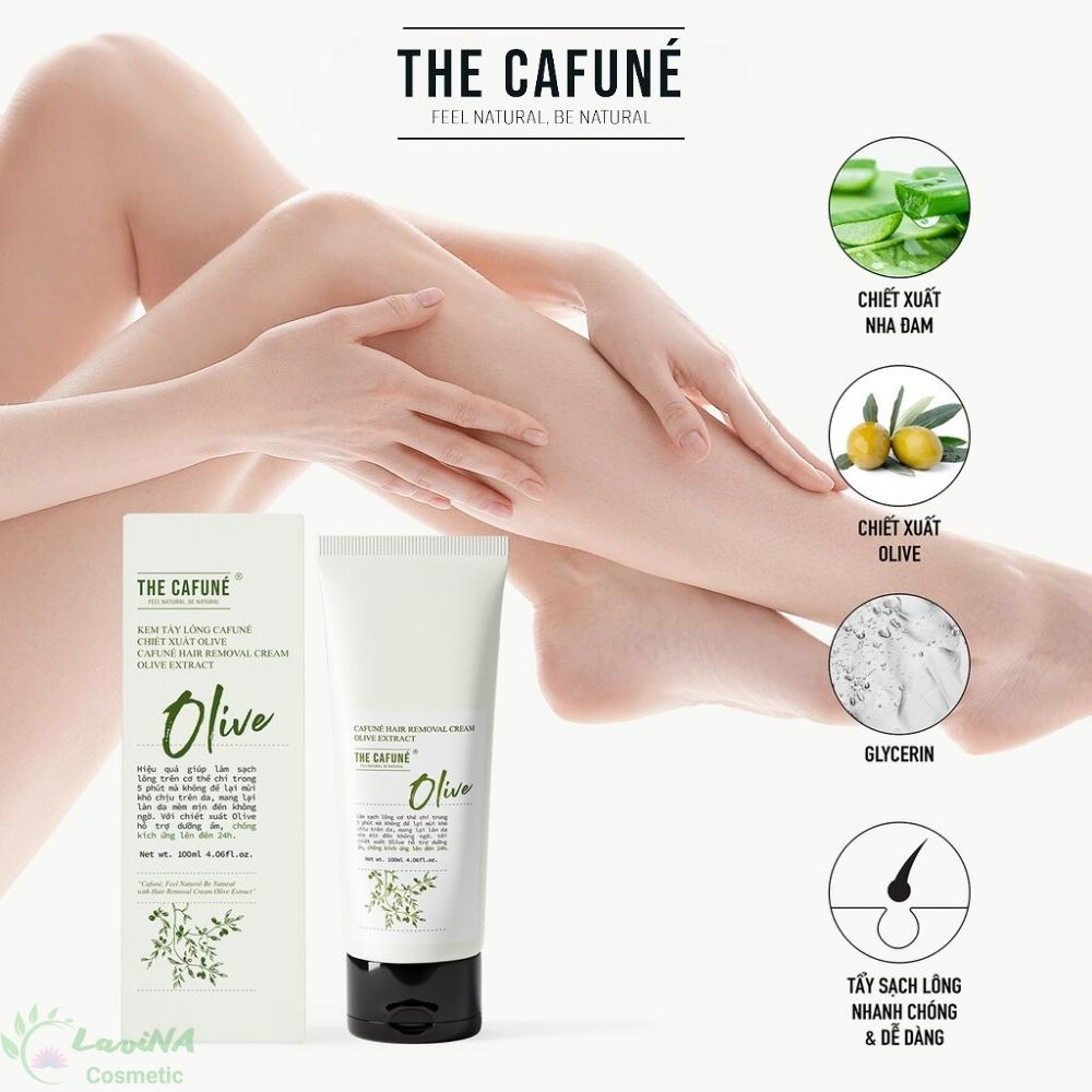 Kem Tẩy Lông Olive Serum Ức Chế Mọc The Cafune Gel Triệt Lông Ria Mép Nách Chân Tay Vùng Kín Bikini Nam Nữ Không Đau