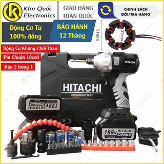 Máy siết bulong Hitachi 198VF - Siết bulong, bắn vít mở ốc xe mạnh mẽ | Khoan tường không chổi than | Pin khỏe 10 cell