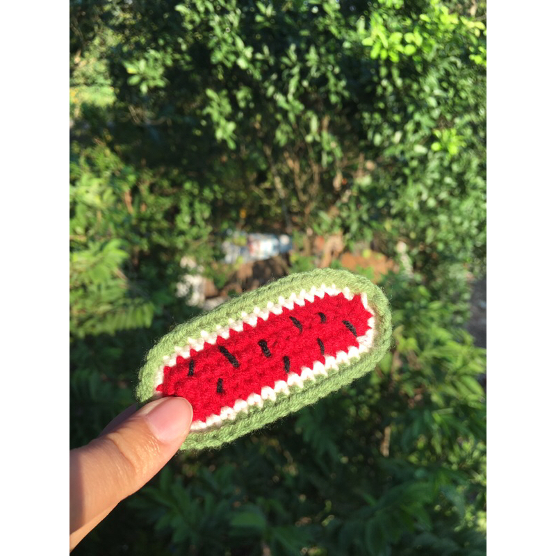 Kẹp tóc dưa hấu handmade làm bằng len