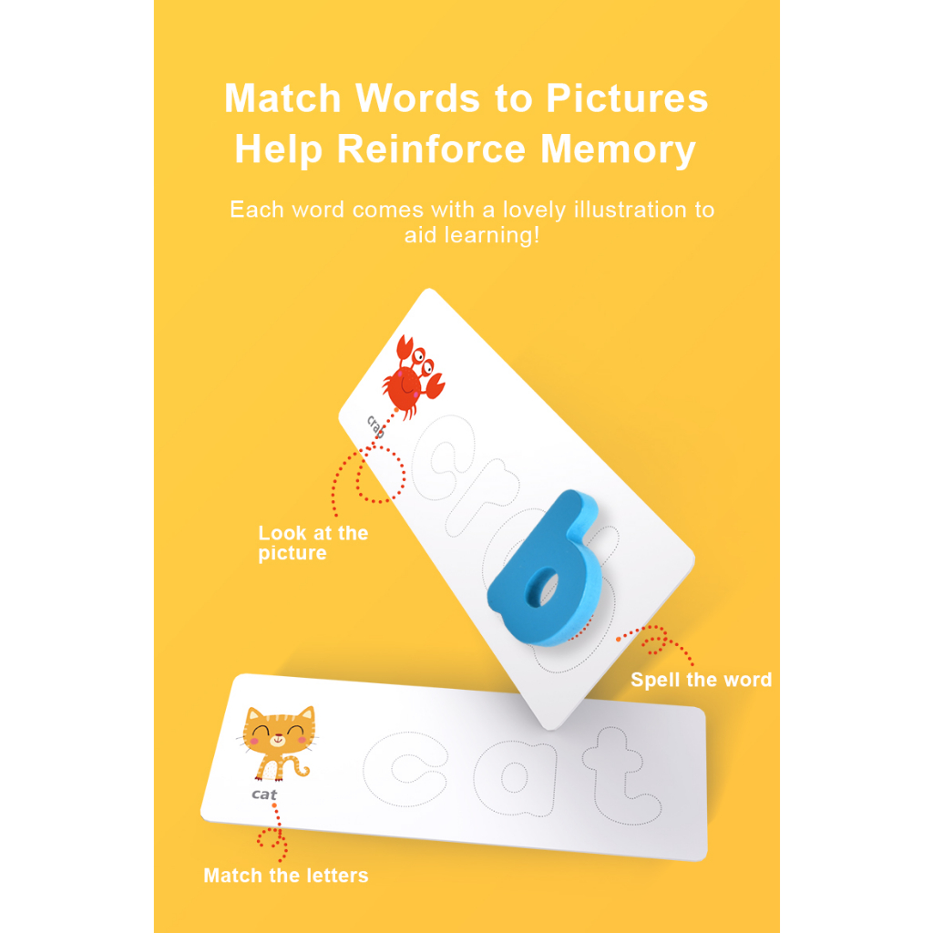 Đồ chơi giáo dục sớm học tiếng Anh rèn ghép chữ Mideer English Spelling Games Phonic sight words có 40 flash cards