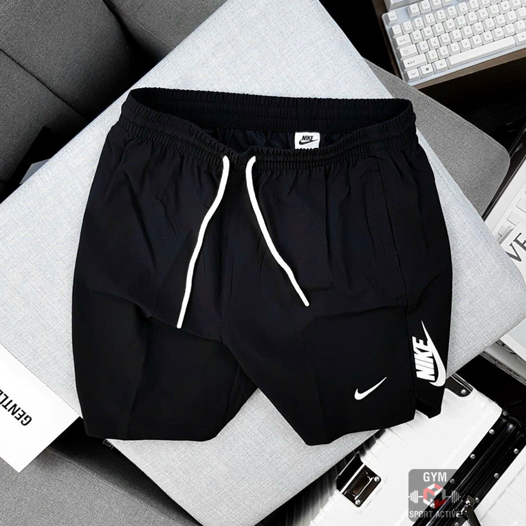 Quần short nam thể thao quần đùi tập gym chạy bộ nam short Nike chất xi dù co giãn 4 chiều phom ngắn trên gối xẻ gấu