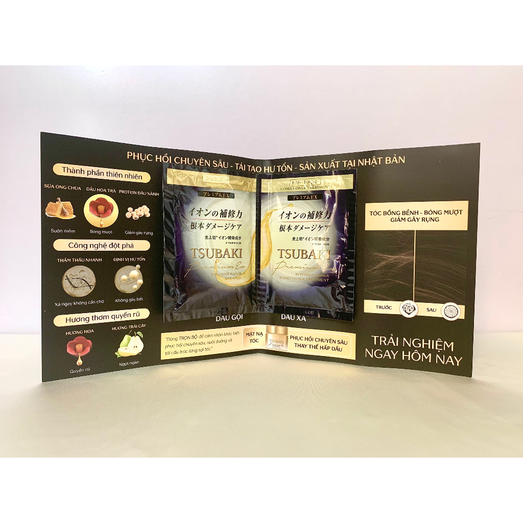 Combo Gội Xả Phục hồi hư tổn Tsubaki Premium EX Intensive Repair và Mặt nạ tóc Tsubaki