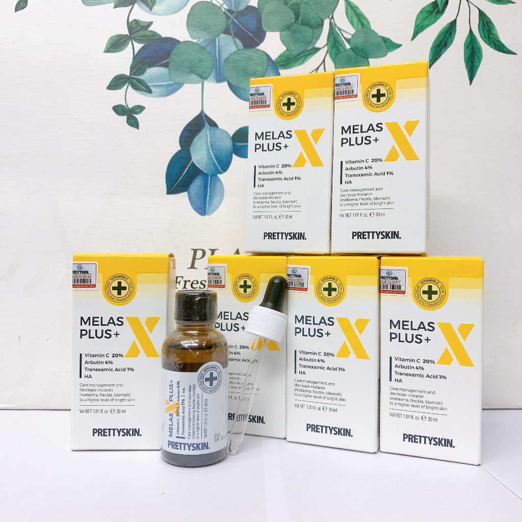 Serum PrettySkin Melas X Plus + Tinh chất  dưỡng trắng da mờ thâm giảm nám dung tích 30ml
