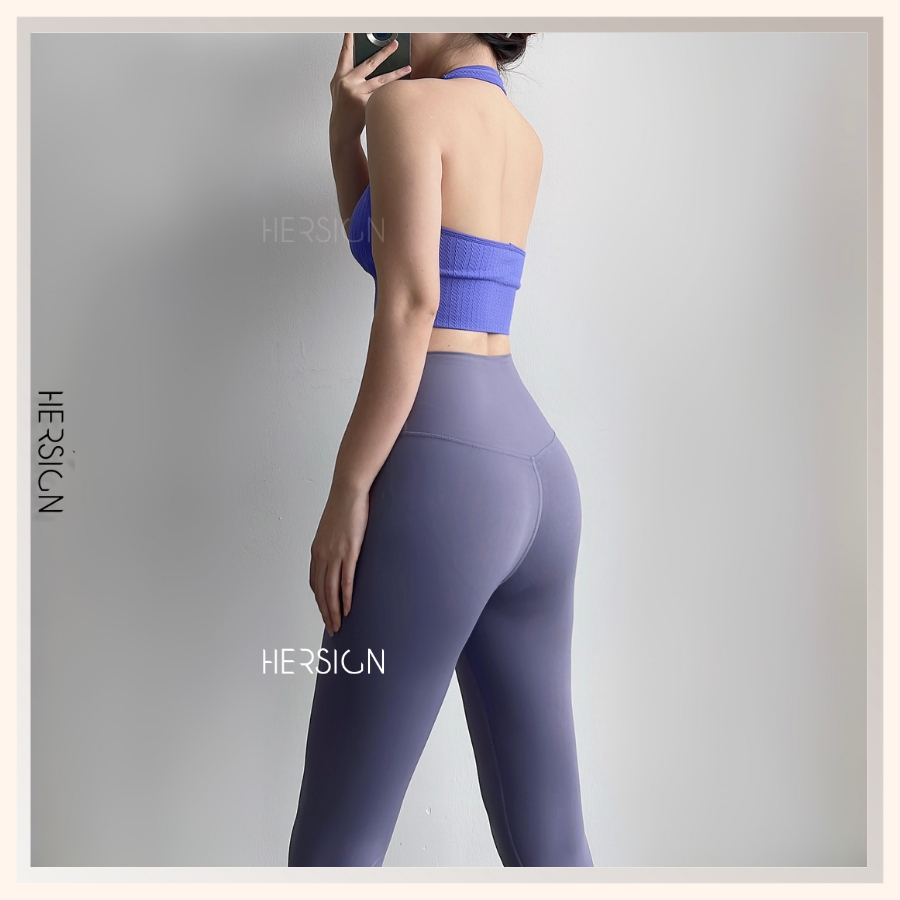 Đồ tập gym nữ Set đồ tập yoga nữ Áo bra cổ yếm Quần legging trơn cao c