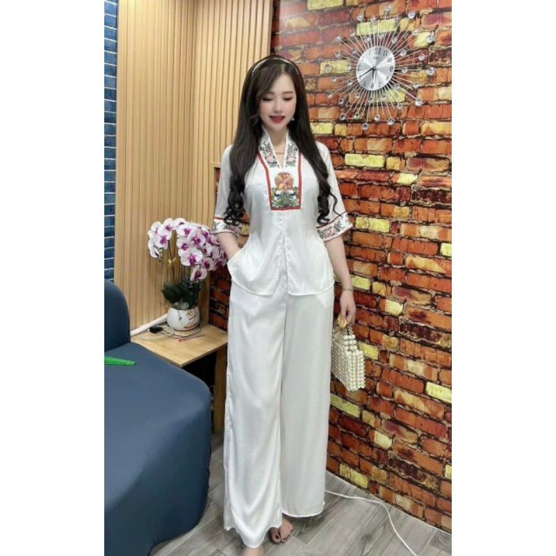 Đồ lam đi chùa/ bộ lam la hán lụa xướt thiết kế đi hành hương sang trọng đủ size