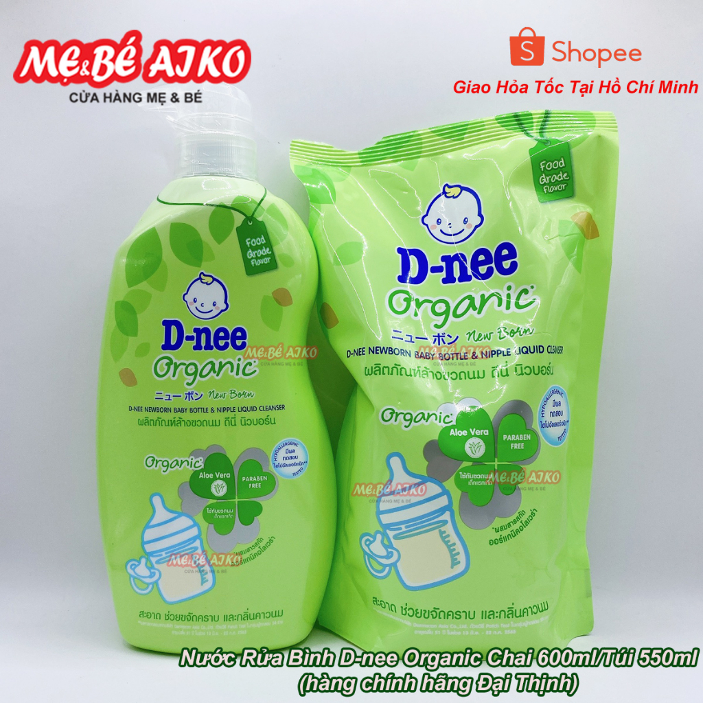 Nước rửa bình sữa D-nee Organic Thái Lan Chai 600ml/Túi 550ml - An Toàn Khi Sử Dụng Cho Bé, Dnee Chính Hãng Đại Thịnh