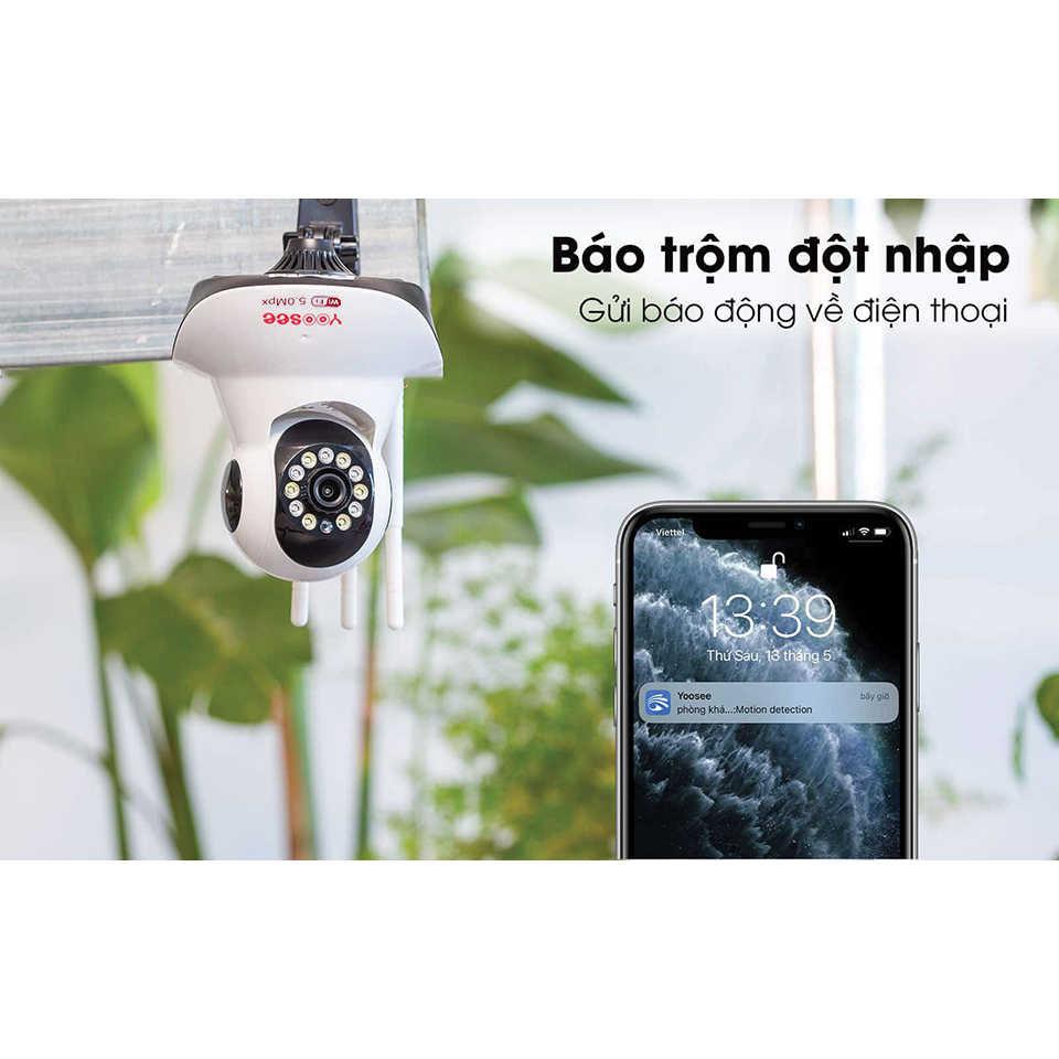 Camera ip Yoosee 5mp - FULL HD 1080P ban đêm có màu, phát hiện chuyển động, đàm thoại - Bảo hành 24 Tháng
