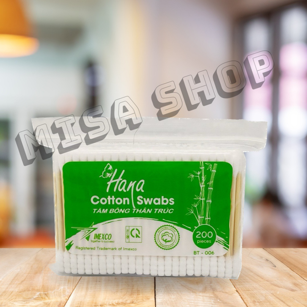 Tăm bông Hana thân trúc  gói