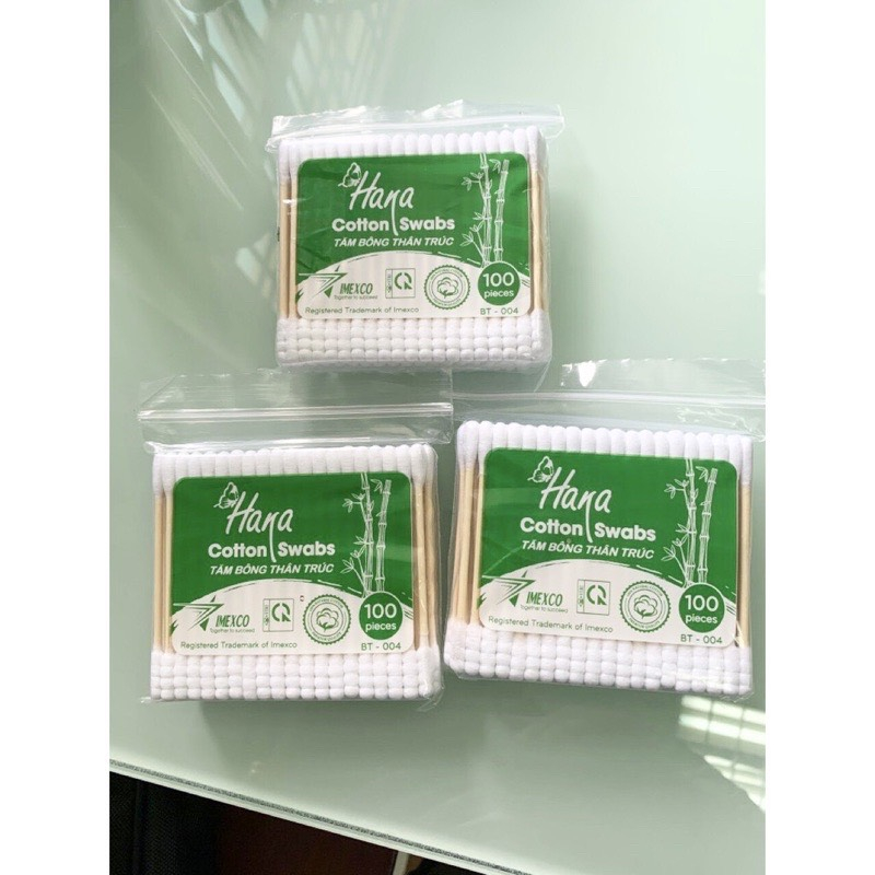 Tăm bông Hana thân trúc  gói