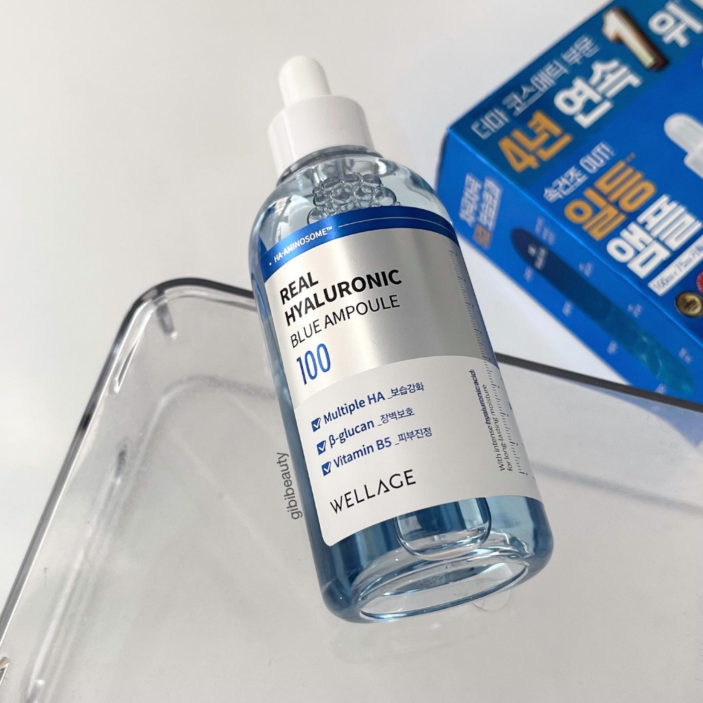Bộ sản phẩm cấp nước WELLAGE Real Hyaluronic Blue 100 Ampoule