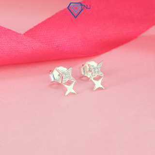  Khuyên tai bạc nữ ánh sao đính đá lấp lánh TNJ JEWELRY Bông tai bạc 925 basic cá tính BTN0204 - Trang Sức TNJ 