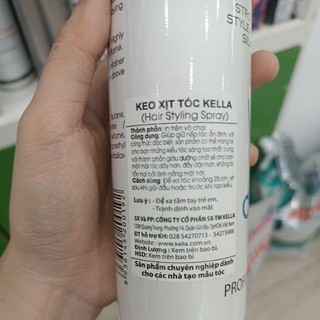 Keo xịt tóc Kella tạo kiểu mềm tóc