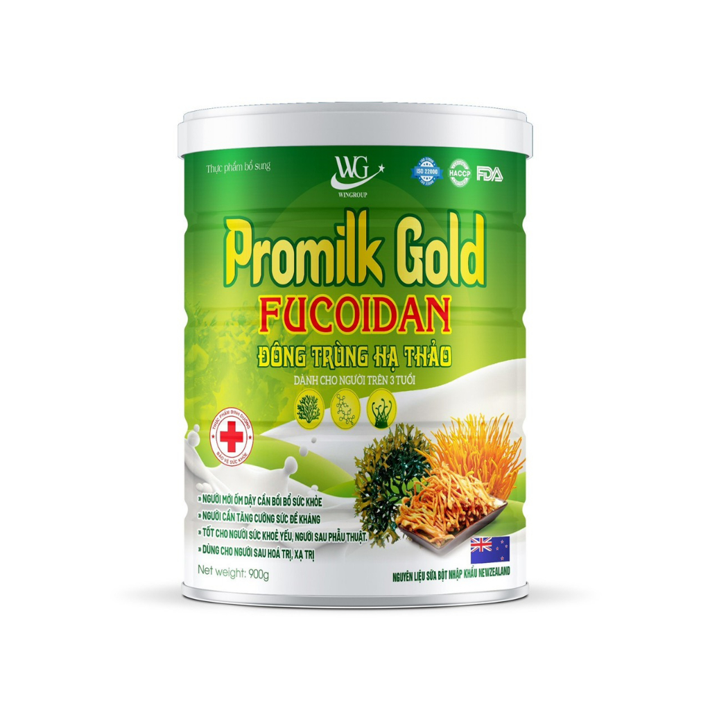 (Combo 3 non) Sữa  PROMILK GOLD FUCOIDAN ĐÔNG TRÙNG HẠ THẢO tăng cường sức khỏe, người mới ốm dậy, người sau hóa trị, xạ