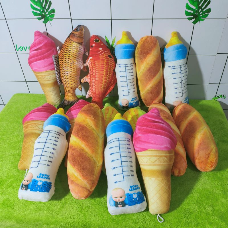 GẤU BÔNG CÁ CHÉP NHỒI BÔNG ĐỒ CHƠI BÁNH MÌ QUẢ BƠ BÌNH SỮA CHO BÉ